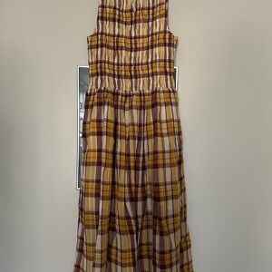 Madewell Plaid Smocked Dress